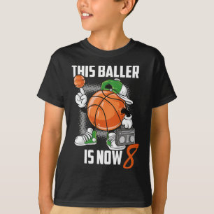 8th Birthday Basketball Player Fun 8 Years Old Kid T-Shirt