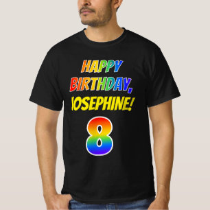 8th Birthday — Bold, Fun, Rainbow 8, Custom Name T-Shirt