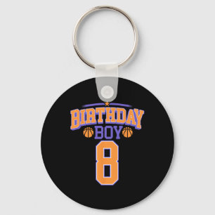 8th Birthday Boy Basketball Lover 8 Years Old Bday Keychain