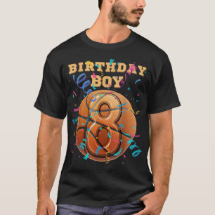 8th Birthday Boy Eight 8 Years Old Basketball Play T-Shirt