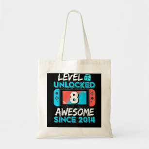 8th Birthday Boy Level 8 Unlocked Awesome 2014 Vid Tote Bag