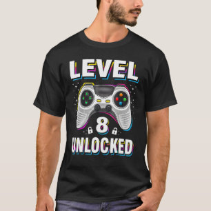 8th Birthday Boy Level 8 Unlocked Video Gamer 8 Ye T-Shirt