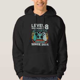 8th Birthday  Boys Level 8 Unlocked Awesome 2014 G Hoodie