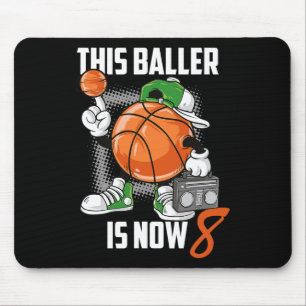 8th Birthday Bysketbyll Player Fun 8 Years Old Kid Mouse Pad