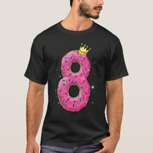 8th Birthday Cake Doughnut Boys Girls Turning 8 Ye T-Shirt