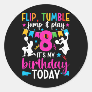 8th Birthday Cheerleader Eight Year Old Cheerleadi Classic Round Sticker