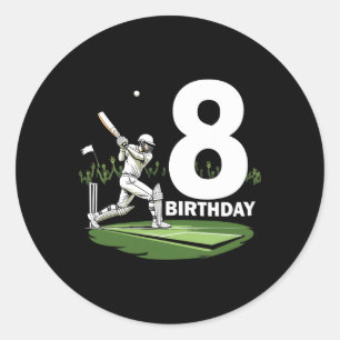 8th Birthday Cricket Lover Fun Design Classic Round Sticker