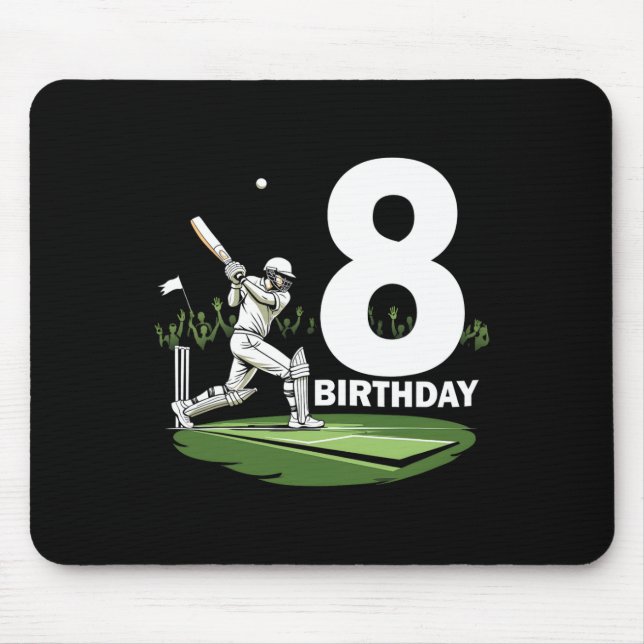 8th Birthday Cricket Lover Fun Design  Mouse Pad (Front)