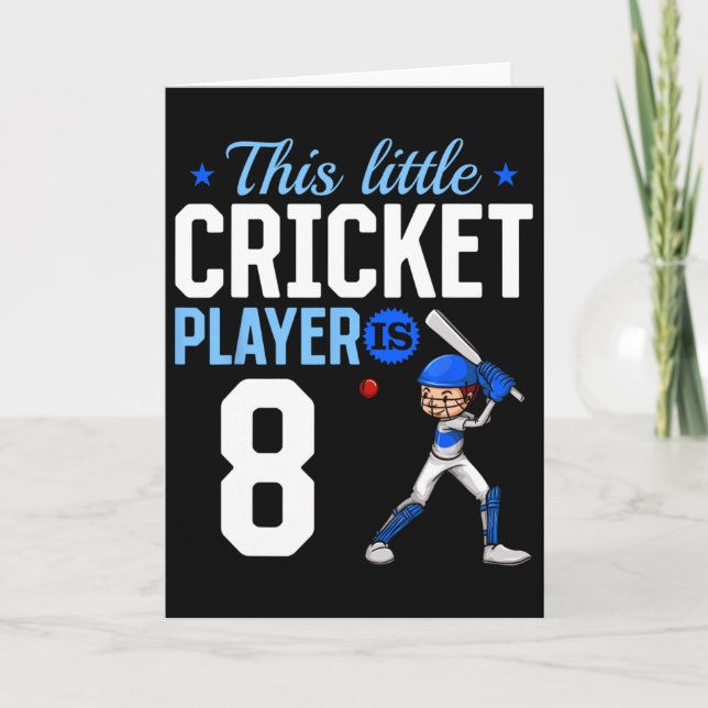 8th Birthday Cricket Player  Card (Front)