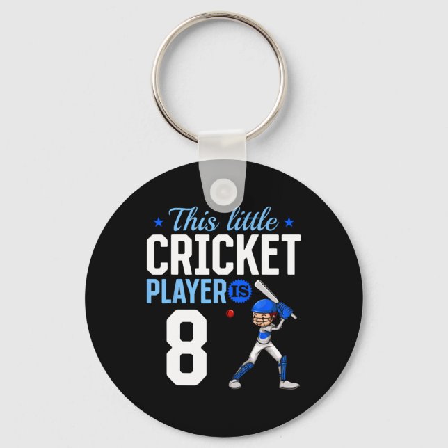 8th Birthday Cricket Player  Keychain (Front)