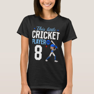 8th Birthday Cricket Player  T-Shirt