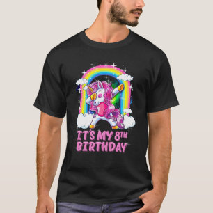8th Birthday Dabbing Unicorn Birthday Party Girls T-Shirt