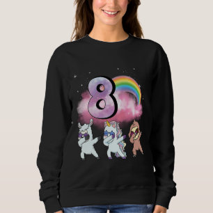 8th Birthday Dabbing Unicorn Sloth Sheep Sweatshirt