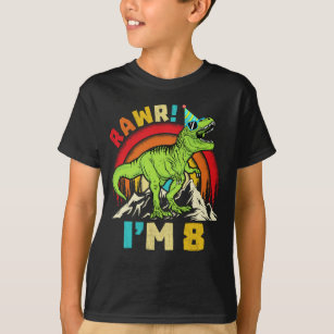 8th Birthday Dinosaur T Rex Rawr I'm 8 For Boys  T-Shirt