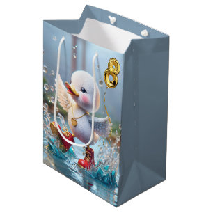 8th Birthday Duckling Dancing in a Puddle Medium Gift Bag