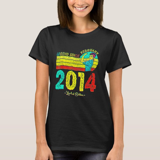 8th Birthday February 2014 Legend Since 2014 8 Yea T-Shirt (Front)