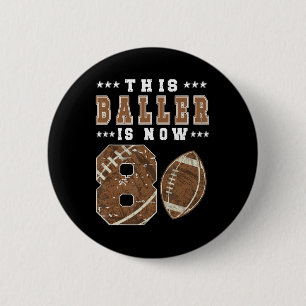 8th Birthday Football Boy Eight Year Old Football  2 Inch Round Button