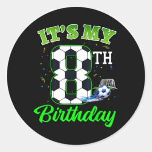 8th Birthday Football Boy Girl Kids Soccer Sports Classic Round Sticker