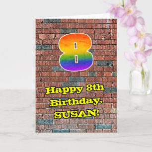 8th Birthday: Fun Graffiti-Inspired Rainbow 8 Card