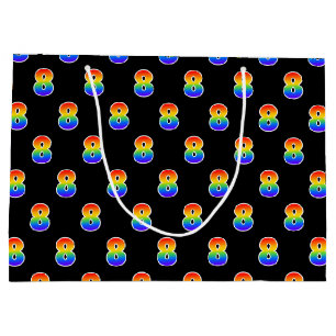 8th Birthday: Fun Rainbow Event Number 8 Pattern Large Gift Bag