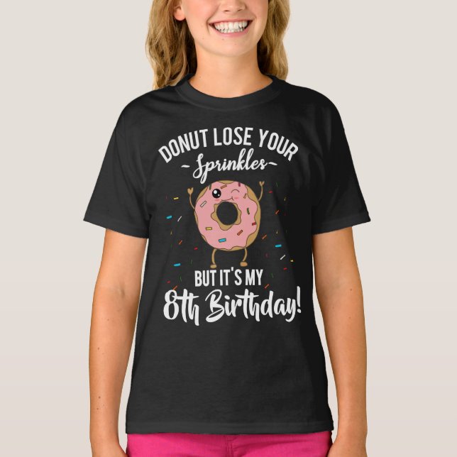 8th Birthday Funny Doughnut Turning 8 Years Old T-Shirt (Front)