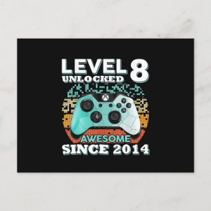8th Birthday Gift Boys Level 8 Unlocked Gamer Postcard