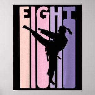 8th Birthday Gift Karate Retro Taekwondo Martial A Poster