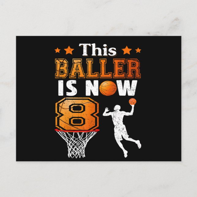 8th birthday Gift This Baller Is Now 8  Postcard (Front)