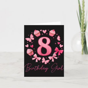 8th Birthday Girl Aesthetic Coquette Bow Card