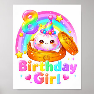 8th birthday girl dumpling kawaii pastel anime 8 poster