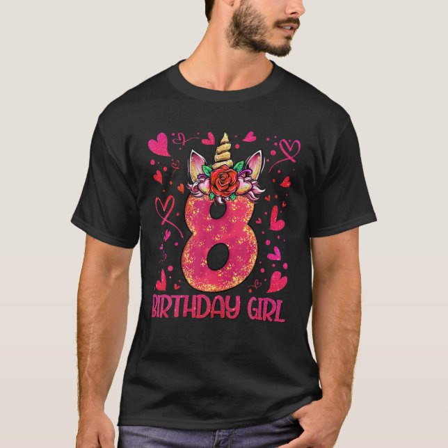 8th Birthday Girl Shirt 8 Year Old Girl Birthday G (Front)