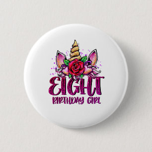 8th Birthday Girl Shirt 8 Year Old Girl Birthday G 2 Inch Round Button