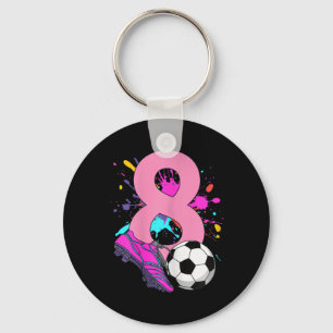 8th Birthday Girl Soccer Player Footll 8 Years Old Keychain