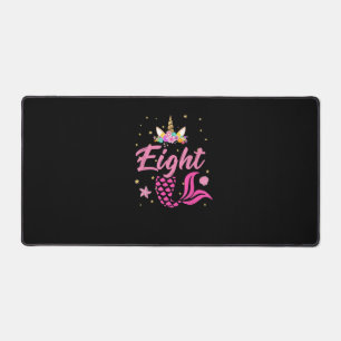 8th Birthday Girl Unicorn Shirt Mermaid Tail 8 Yea Desk Mat