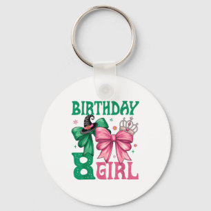 8th Birthday Girl Witch Nk Green 8 Year Old Birthd Keychain