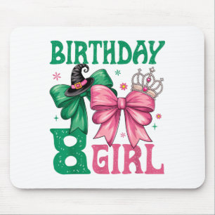 8th Birthday Girl Witch Nk Green 8 Year Old Birthd Mouse Pad