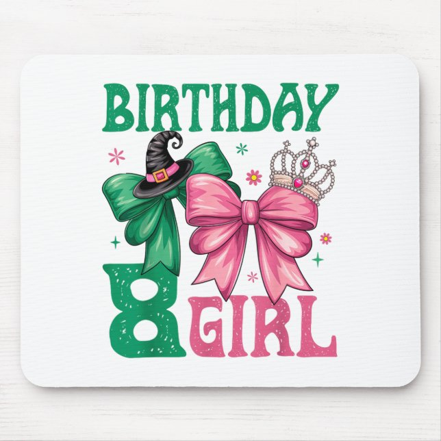 8th Birthday Girl Witch Nk Green 8 Year Old Birthd Mouse Pad (Front)