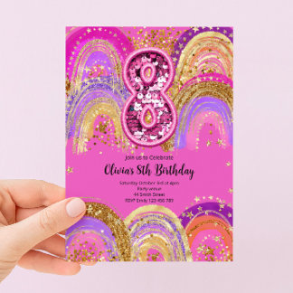 8th Birthday Girls Invitation