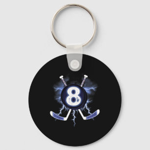 8th Birthday - Ice Hockey 8 Years Old Gift Keychain