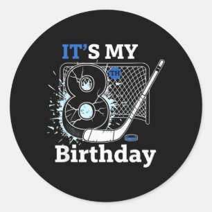 8th Birthday Ice Hockey Birthday Boy For 8 Year Classic Round Sticker