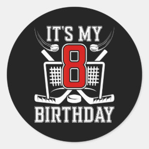 8th Birthday Ice Hockey Boy 8 Year Old Ice Hockey Classic Round Sticker