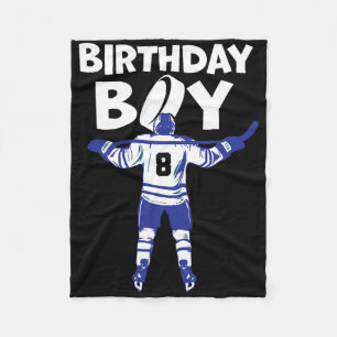 8th Birthday Ice Hockey Boy 8 Year Old Toddler Hoc Fleece Blanket