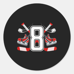 8th Birthday Ice Hockey Boy Eight Year Old Ice Hoc Classic Round Sticker
