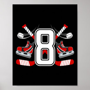 8th Birthday Ice Hockey Boy Eight Year Old Ice Hoc Poster