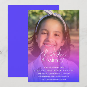 8th birthday invitation Party Photo Rainbow