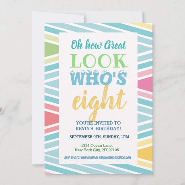 8th Birthday Invitation Sayings (Front)