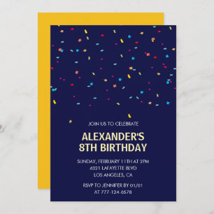 8th birthday invitations Boy Confetti Modern