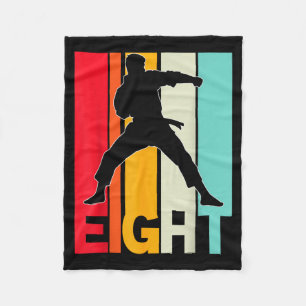 8th Birthday Karate Retro Taekwondo Martial Arts Fleece Blanket