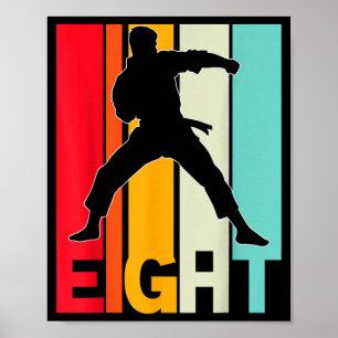 8th Birthday Karate Retro Taekwondo Martial Arts Poster