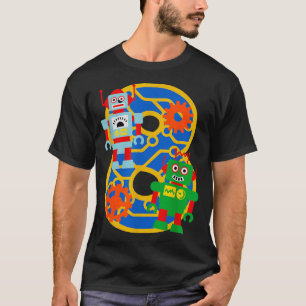 8th Birthday Kids 8 Year Old Little Robot Robotics T-Shirt
